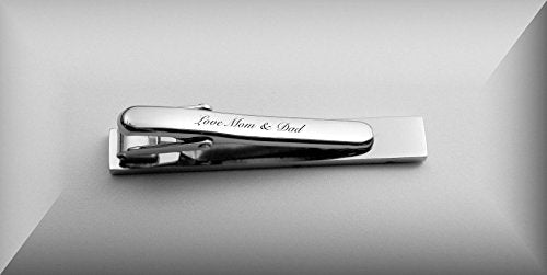 Silver Brushed Tie Clip Custom Engraved Free - Personalized Men’s Accessory for Weddings, Business & Groomsmen - Father's Day Gift For Him | Free Engraving - Ships from USA