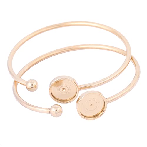 5pcs 12mm Cabochon Bracelet Base Setting Blanks Bendable Rose Gold Stainless Steel Cuff Bracelets Bangle Bezel Findings - color: gold plated