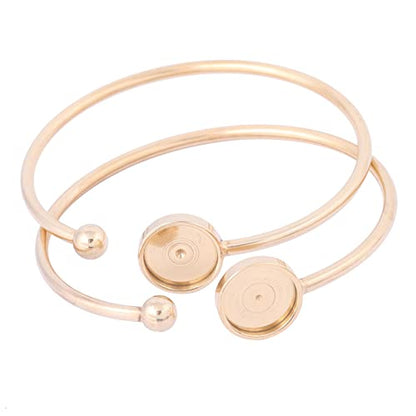 5pcs 12mm Cabochon Bracelet Base Setting Blanks Bendable Rose Gold Stainless Steel Cuff Bracelets Bangle Bezel Findings - color: gold plated