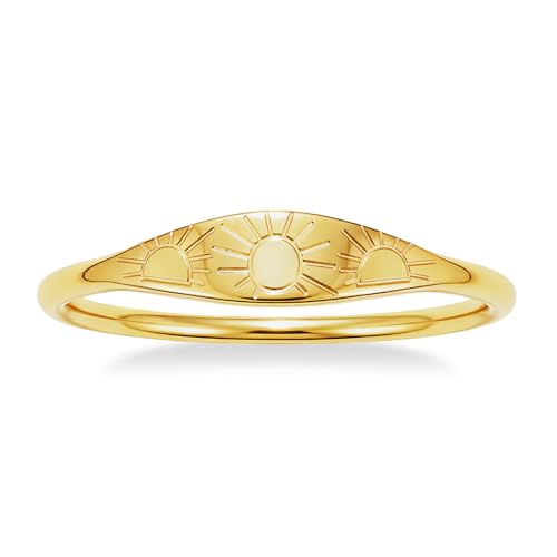 Sunshine Engraved Rings for Women Men,18k Gold Plated Stacking Ring | 18k Gold Plated Titanium Stacking Rings,'You Are My Sunshine' Statement Bands - color: Gold Signet-1mm