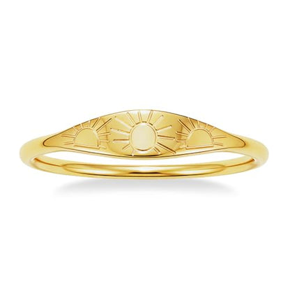 Sunshine Engraved Rings for Women Men,18k Gold Plated Stacking Ring | 18k Gold Plated Titanium Stacking Rings,'You Are My Sunshine' Statement Bands - color: Gold Signet-1mm