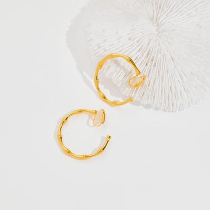 WOWORAMA Chunky Gold Hoop Clip On Earrings for Women | Large Chunky Hoops Clips Earrings, Polished Gold-Plated Clip-On Hoops, Statement Non Pierced Jewelry - color: 40mm Large Hoops