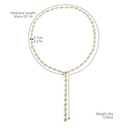 Long Faux Pearl Beaded Y Tassel Lariat Necklace for Women,Boho Dainty Chain Crystal Rhinestone Statement Necklace Fashion Lightweight Jewelry Gifts - color: Clear