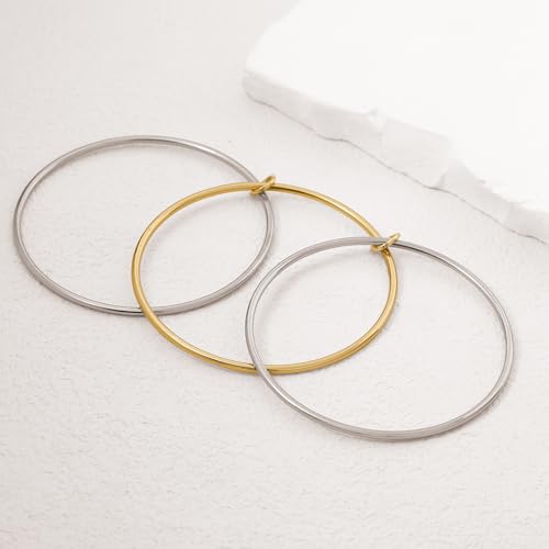 HANRESHE Mixed Metal Bracelet for Women Stack Two Tone Bracelets Trendy Gold And Silver Bracelet Jewelry Gift - color: gold and silver, size: 8.0 Inch
