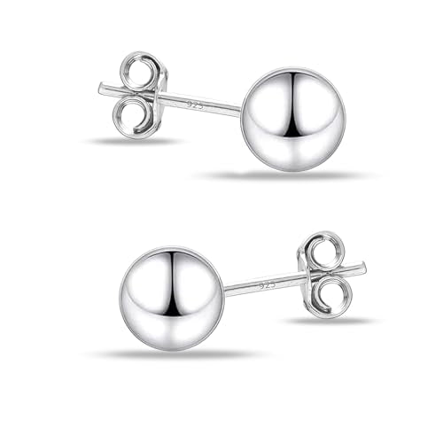 Charmsy 925 Sterling Silver Ball Post Stud Earrings for Women | Round Hammered Lightweight Disco Classic Ball Stud Earring for Women Teen | Sizes 3mm-11mm - style: 3mm-Classic