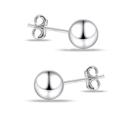 Charmsy 925 Sterling Silver Ball Post Stud Earrings for Women | Round Hammered Lightweight Disco Classic Ball Stud Earring for Women Teen | Sizes 3mm-11mm - style: 3mm-Classic