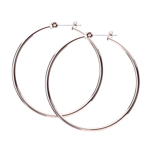 LOKUMI Resin Post Hoop Earrings | Hypoallergenic & Nickel-Free | Made in Japan | Available in 6 sizes and 3 finishes: Silver, 24K Gold, and Pink Gold - color: 40mm 18K pinkgold plated