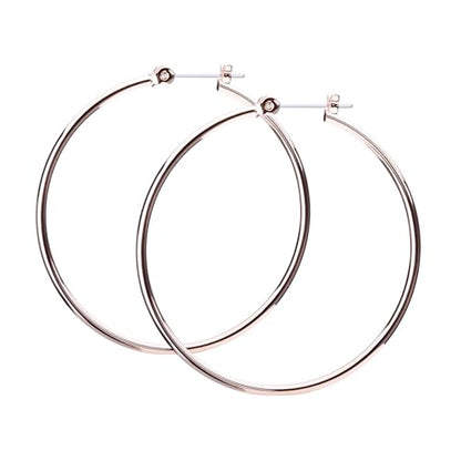 LOKUMI Resin Post Hoop Earrings | Hypoallergenic & Nickel-Free | Made in Japan | Available in 6 sizes and 3 finishes: Silver, 24K Gold, and Pink Gold - color: 40mm 18K pinkgold plated