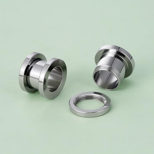TBOSEN Precise Dimensions Stainless Steel Set Double|Single Flare Tunnel Screw Gauge Ear Expander Stretching Kit Piercing Mixed Size - color: Silver-Screw Fit, size: 1.6-10mm(14G-00G)