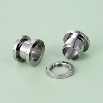 TBOSEN Precise Dimensions Stainless Steel Set Double|Single Flare Tunnel Screw Gauge Ear Expander Stretching Kit Piercing Mixed Size - color: Silver-Screw Fit, size: 1.6-10mm(14G-00G)