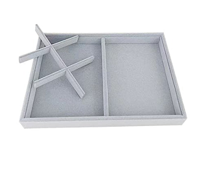 Gray Velvet Stackable Organizer Premium Quality Stackable Tray Halft 6 Grid and Half Open Multi Function Storage Drawer Divider Closet Inserts - size: 6 Grid Flat
