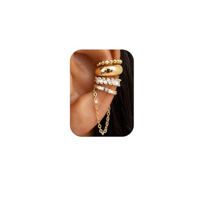 Florideco 4Pcs Ear Cuffs Non-Piercing for Women Dainty 14K Gold Plated Clip On Cartilage Earrings Hypoallergenic Huggie Hoop Cuffs Fake Earings for Non Pierced Ears - color: Chunky-14K Gold Plated