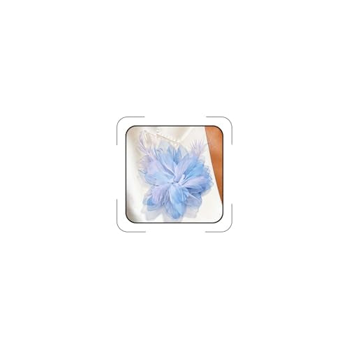 Dainty Large Flower Feather Brooch Pin for Women Oversized Floral Lapel Pins Ostrich Feathers Brooch Elegant Shawl Dress Suit Ceremony Clothes Accessories Wedding Dance Banquet Outfits Accessories - color: Blue