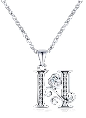 S925 Sterling Silver Initial Letter Necklaces for Women Dainty Letter Chain Necklace for Women Personalized Jewelry Gifts - style: H