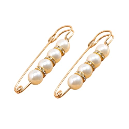 Faux Pearl Brooch Set for Women, Sweater Shawl Clips with Safety Pin Clasp, Clothing Accessories for Dresses, Cardigans, Scarves, and Hats - color: white, size: 2