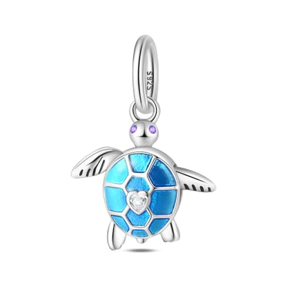 Birthday Fashion Heart Dangle Charm for Bracelets and Necklace Pendant Bead Charms Jewelry Present for Women Family Friends - style: Blue Sea Turtle
