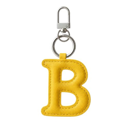Initial Letter Keychain,Stainless Steel,Colorful Faux Leather Keyring for Backpack,Purse,Car Keys,Gift for Men Women - color: B