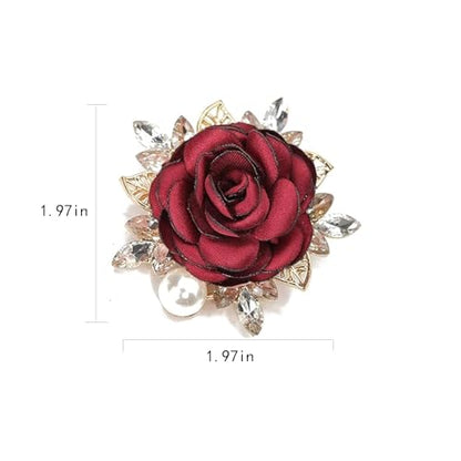 Rose Flower Brooch for Women Large Flower Brooch Elegant Pearl Brooches Handmade Crystal Pearl Pins Fabric Floral Lapel Pin Christmas Valentine's Day Dress Suit Accessories - color: otherA