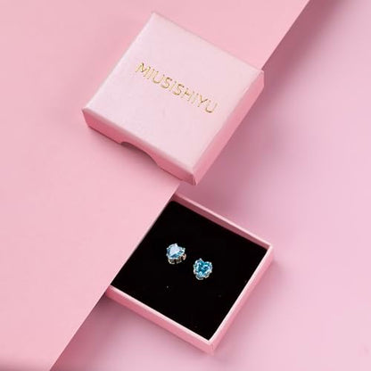 8mm Heart-Cut Birthstone Stud Earrings for Women – 18K Gold Plated Hypoallergenic Cubic Zirconia Earrings, Nickel Free, 12 Months Colors, Everyday Jewelry, Gift for Her, Bridal, Birthday, Christmas - color: 12 Dec Sapphire