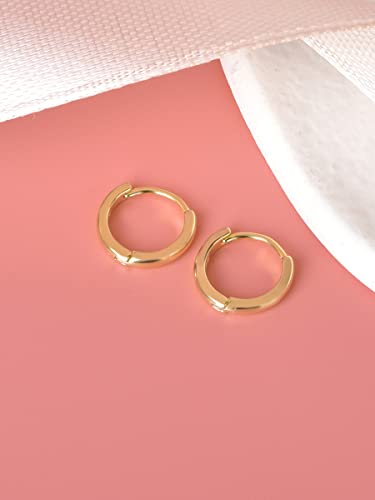 Mini Tiny Huggie Hoop Earrings Top Upper Ear Cartilage Forward Helix Cuff Plain Simple 925 Sterling Silver Gold 9mm 8mm 7mm 6mm 5mm Hoop Earrings - color: Gold-8mm