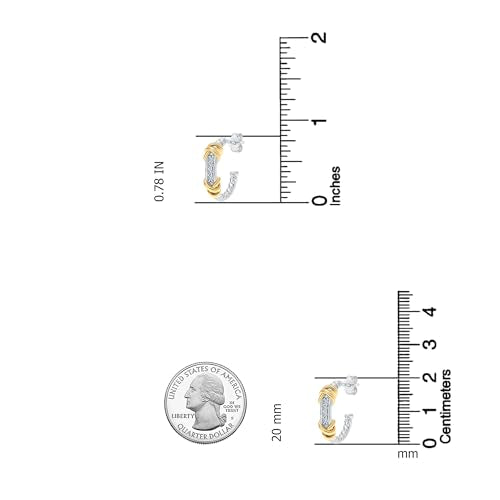 LeCalla Real 925 Sterling Silver C Hoop Earrings | Lightweight Small Hoops Italian Half Earring Hoops for Women - color: Twined Two-Tone-20mm