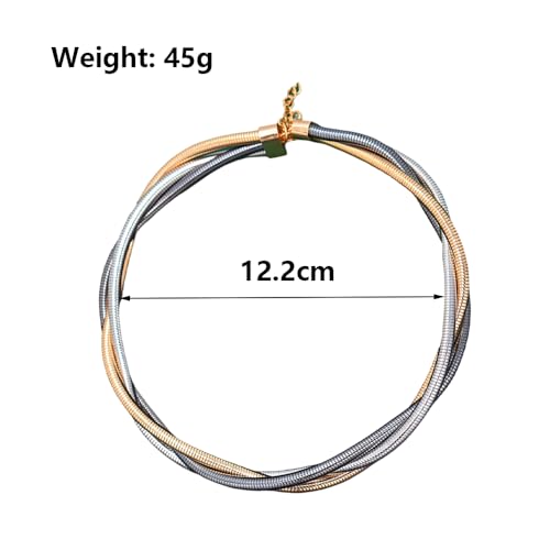 Chunky Gold Statement Choker Neckalce for Women Layered Snakebone Chain Collar Necklace Twist Wrap Stainless Steel Choker Punk Aesthetic Jewelry Gifts - color: Gold Silver