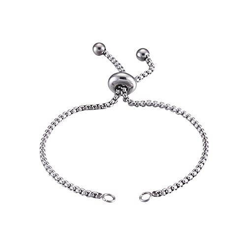 FASHEWELRY 10Pcs Stainless Steel 9" Slider Extender Box Chain Bracelet Adjustable with Ball End for Bracelet Jewelry Making - color: Chain-2,Stainless Steel Color, size: 9"