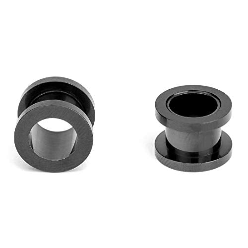 18PCS Ear Tunnels Kit Stainless Steel Screw Fit 14G-00G Gauges Plugs Set Double Flared Stretcher Expander Body Piercing Jewelry - color: Black