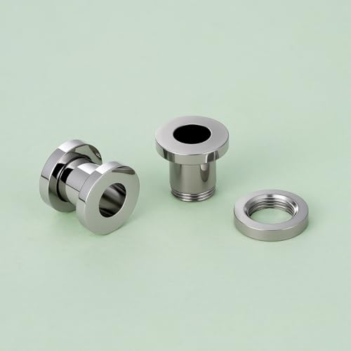 TBOSEN Precise Dimensions Stainless Steel Set Double|Single Flare Tunnel Screw Gauge Ear Expander Stretching Kit Piercing Mixed Size - color: Silver-Screw Fit, size: 7mm
