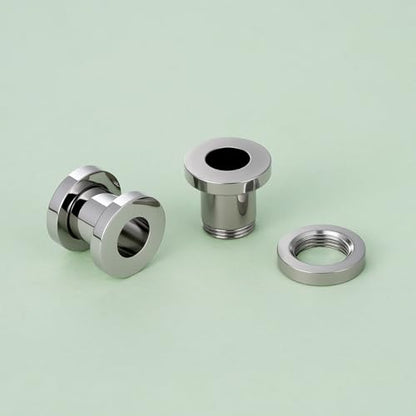 TBOSEN Precise Dimensions Stainless Steel Set Double|Single Flare Tunnel Screw Gauge Ear Expander Stretching Kit Piercing Mixed Size - color: Silver-Screw Fit, size: 7mm