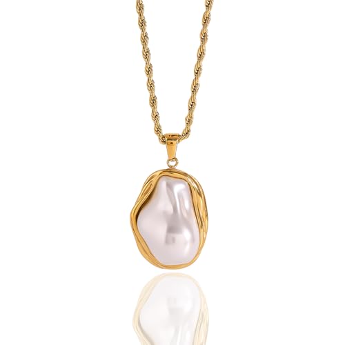 Unisex Celestial Gold Pendant Necklaces, Sun/Moon/Star/Angle Celestial Elements Unisex Choker Gold Lover Chains for Men and Women Jewelry - color: Pearl Drop - Irregular