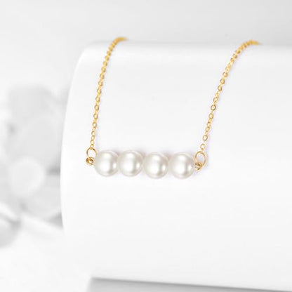 KECHO 14K Real Gold Beads Pendant Necklace Solid Yellow Gold Jewelry Anniversary Birthday Gifts for Women - color: White Pearl 4