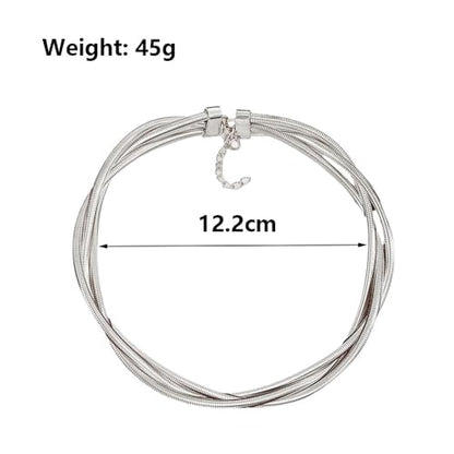 Chunky Gold Statement Choker Neckalce for Women Layered Snakebone Chain Collar Necklace Twist Wrap Stainless Steel Choker Punk Aesthetic Jewelry Gifts - color: Silver