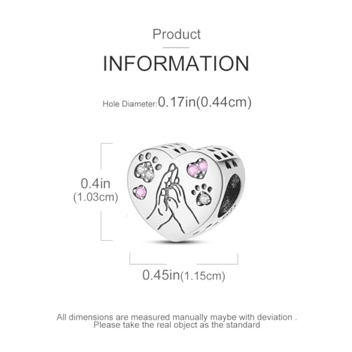 NARMO 925 Sterling Silver Charm Bead for Bracelets Silver Charms for Women - color: Love Claw Print