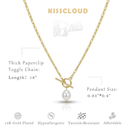 Gold Silver Pendant Necklace for Women, Dainty CZ Jewelry Gift | 14K Gold Silver Plated, Cubic Zirconia Pearl Charm, Trendy Layered Necklace, Adjustable Chain, Waterproof, Hypoallergenic - color: Gold-Freshwater Pearl