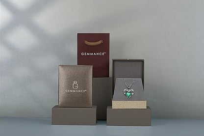 5 Heart I Love You Necklace for Women, Birthstone Crystal Pendant, Birthday Gift for Her, Wife, Mom, Rose Gold or Gunmetal Plated, 925 Sterling Silver Chain 18"+2" - color: 18-May-Emerald Green-GunMetal Plated