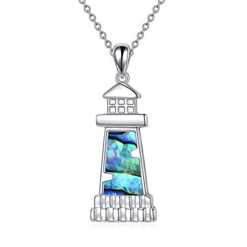 ONEFINITY Lighthouse Necklace for Women Sterling Silver Lighthouse Pendant Necklace Birthday Jewelry Gift for Women - color: Abalone shell