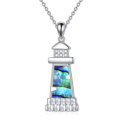 ONEFINITY Lighthouse Necklace for Women Sterling Silver Lighthouse Pendant Necklace Birthday Jewelry Gift for Women - color: Abalone shell