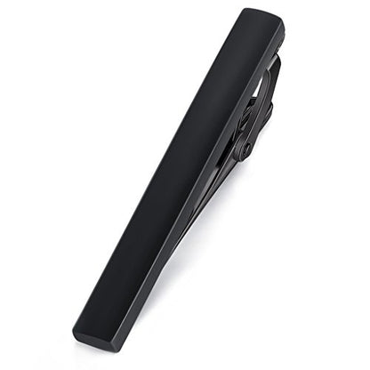 HONEY BEAR 1.57" Skinny Tie Clip Bar for Men Steel Business Wedding Gift | Classic Minimalist, Steel-Plated Copper Base, Gift-Boxed, Thickened, Rounded Corners, Easy to Slide On, No Snag or Wrinkle - style: Matte Black 4cm