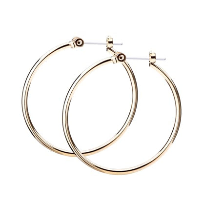 LOKUMI Resin Post Hoop Earrings | Hypoallergenic & Nickel-Free | Made in Japan | Available in 6 sizes and 3 finishes: Silver, 24K Gold, and Pink Gold - color: 30mm 24K gold plated