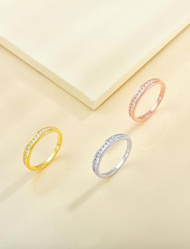 YL Stackable Rings 925 Sterling Silver Halo Birthstone Eternity Bands Jewelry for Women - color: 12-tanzanite-Dec