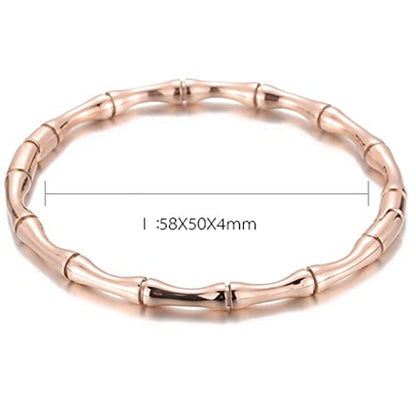 JUDE Stainless Steel Bamboo Style Classic Plain Open Clasp Bangle Bracelet - color: Rose Gold