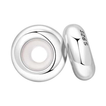 Spacer Stopper Beads for Bracelets & Necklaces, 925 Sterling Silver Beads | Smooth & Pave Cubic Zirconia (White, Blue, 18K Gold Plated) | Anti-Slide Separator Charms S925 Women Jewelry - color: 2Pcs Sliver Spacer