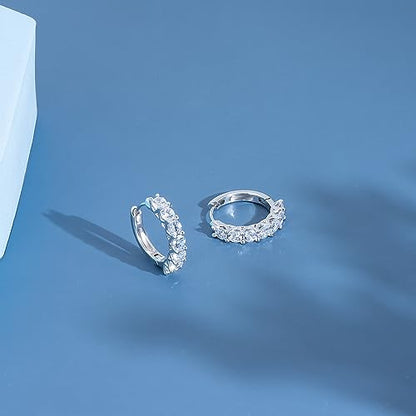 JSGEMSLEE Hypoallergenic Cubic Zirconia Hoop Earrings for Women 925 Sterling Silver Huggie Hoops Earrings CZ Earrings Jewelry Gifts - color: 20mm Hoop