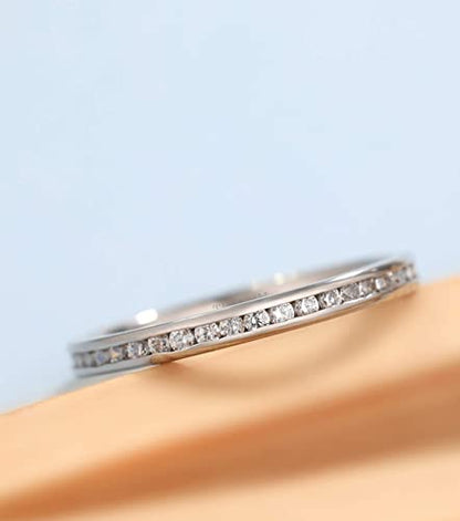 TIGRADE 2.5mm 4mm 5mm 6mm Titanium Ring Cubic Zirconia Engagement Ring Wedding Band Size 3 to 13.5 - color: 2.5mm-round cz