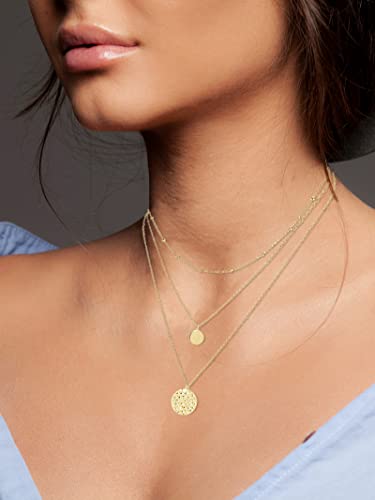 YANCHUN Layered Necklaces for Women Gold Necklace Stack Star Heart Choker Dainty Necklace Love Heart Chain Jewelry Gifts for Women - color: B:Gold Coin Necklace