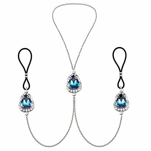 Teardrop Nipple Ring Rhinestone Water Drop Faux Nipple Chain Noose Body Non Piercing Jewelry Heart Chokers Necklaces