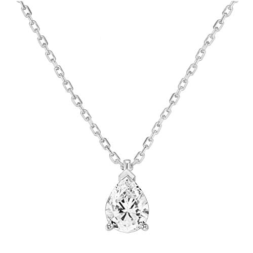 PAVOI 14K Gold Plated Cubic Zirconia Diamond Pendant Necklace for Women | Adjustable Slider - style: Pear