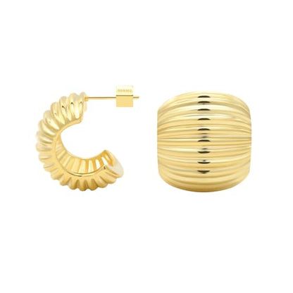 RENAIZ Bold Statement Hoop & Stud Earrings for Women – 14K Gold & Rhodium Plated Maximalist Jewelry, Chunky Geometric Boho Earrings, Hypoallergenic Non-Tarnish Trendy Gift - color: Yellow Gold, style: Chunky