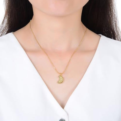 Adabele Natural Druzy Necklace Small Tiny Moon Gemstone Pendant 18 inch Sparkly Agate Stone Crystal Women Jewelry Tarnish Resistant Stainless Steel/Gold Plated Chain - color: Gold druzy - gold plated